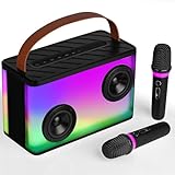 BONAOK Karaoke Anlage mit 2 Mikrofonen, Bluetooth Mikrofon Mit Lautsprecher Tragbare Karaoke Maschine Mit Lights, Karaoke Player TWS/TF/AUX/USB(K20)