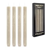 Rustic Stabkerzen 6er Set Weiß – kurze Dinner Kerzen, 8 Stunden Brenndauer, spitz zulaufend für Kerzenhalter, unparfümiert, ohne Palmöl, durchgefärbt, für Adventskranz, Hochzeit & Tischdekoration