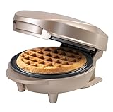 Bestron Mini-Waffeleisen für klassische Waffeln, kleiner Waffelmaker mit Antihaftbeschichtung, für Kindergeburtstage, Familienfeiern, Ostern oder Weihnachten, Satin Collection, Farbe: Hellbeige