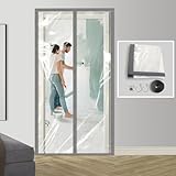 Staubschutztür-Set, Kunststoff, magnetisch, Bautürvorhang, selbstschließend, 1,5 m B x 2,6 m H, Grau