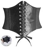 YUGUOLAN Corset Halloween, Corset Belt, Corset Pirate, Korsettgürtel, Damen Elastischen Korsett, Retro Leder Corsage Frauen, Für Halloween Partys Und Andere Events Bestens Geeignet (Schwarz)