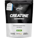 Creatin Monohydrat Pulver reines Kreatin mikronisierter Qualität Mesh 200 - optimal hochdosiert 100% vegan - Wehle Sports (500g)
