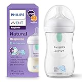 Philips AVENT Natural Response Babyflaschen – Babyflaschen mit AirFree Ventil, 260 ml, BPA-frei, für Neugeborene ab 1 Monat, Elefantenmotiv (Modell SCY673/81)