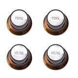 DIAO79NI Metrische Zylinderglockenknöpfe, 2 Lautstärke- und 2 Klangregler, feines 18-Spline-Set für Epiphone Les Paul LP E-Gitarre, Ersatz, Braun (Set mit 2T2V)