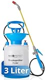 Nanoprotect Drucksprüher 3 L | Universelle Sprühflasche für Essigsäure, Wasser, Dünger und mehr | Mit Schlauch, Tragegurt und Verstellbarer Düse, Weiß, Gelb, Blau