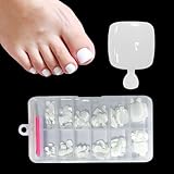 Quadrat Weiß Fußnägel zum Aufkleben, ZAHRVIA 120 Stück 12 Größen Matte Kurze Quadratische Künstliche Fussnägel zum Kleben Press on Nails Tips Falsche Soft Gel Toenails Für DIY Nagelstudio (Weiß)