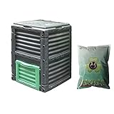 Großer Komposteimer für den Außenbereich, Küchenkompostierbox mit Klappdeckel oben und unterer Ausgangstür – ideal für Lebensmittelabfälle, Gras und Hofabfälle, umweltfreundlicher Komposter für den