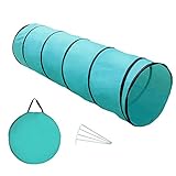 Yorbay Hundetunnel Hunde Agility Tunnel Spieltunnel, Blau, 200 x 60cm, mit 4 Heringe und Tragetasche Mehrweg