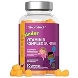 Vitamin B Komplex Kinder Gummibärchen | Multivitamin Gummies Hochdosiert Complex | Passionsfruchtgeschmack | mit B3, B5, B2, B6, B12, Zink, Folsäure, Jod & Biotin | Horbaach