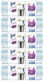 ja! 100 Müllbeutel/Mülltüten mit Tragegriff, 50 Liter, 20 Stück pro Rolle, reißfeste Bodennaht, transparent, 5 Rollen