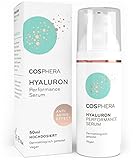 Cosphera Hyaluron Serum hochdosiert 50ml Vegan I Hyaluronsäure Konzentrat Microneedling geeignet I Anti Falten Creme für Augen, Gesicht, Hals & Dekollete Anti Aging Gel für Frauen und Männer