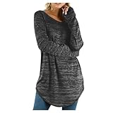 Oversized Langarmshirt Damen Lange Umstands Oberteile Einfarbig Pullover mit Rundhals Große Größen Bluse Casual Longtops Frühling Sommer Langarm Tshirt Tunika Pulli Tops Longbluse 5XL
