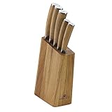 Gerlach 1760 Natur Messerblock Messerset Küchenmesserset 5 Messer aus Edelstahl Buchenholz Küchenmesser im Block Kochmesser Brotmesser Gemüsemesser Küche Küchenutensilien Küchenzubehör, Hellbraun
