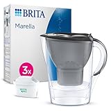 BRITA Wasserfilter Kanne Marella graphit (2,4l) inkl. 3x MAXTRA PRO All-in-1 Wasserfilter-Kartusche – Filter zur Reduzierung von Kalk, Chlor, Blei, Kupfer & geschmacksstörenden Stoffen im Wasser