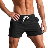 3-Zoll-Laufshorts für Herren, Fitness-Training, Bodybuilding-Shorts, atmungsaktive Baumwoll-Sportshorts Schwarz M