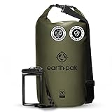 Earth Pak – Wasserdichter Packsack mit Schultergurt und wasserfester Handyhülle – Ideale Rolltop Tasche beim Kajak Fahren, Wandern, Camping, Angeln, Bootfahren und Rafting (Waldgrün, 20L)