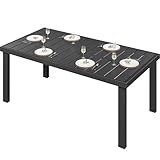 YITAHOME Gartentisch, 140x90cm Terrassentisch mit WPC-Holztischplatte und Aluminiumrahmen, wetterfest, quadratischer Outdoor-Terrassentisch mit E-Beschichtung, Outdoor-Esstisch für Garten, Schwarz