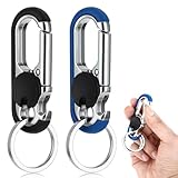Ouligay 2 Stück Schlüsselanhänger Karabiner Carabiner Schlüssel Karabiner Auto Schlüsselanhänger mit 4 SchlüsselringRostfreier Stahl Schlüsselkarabina zur Outdoor Unisex
