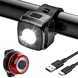 Aufachieve LED Fahrradlicht Set, StVZO Zugelassen Fahrradlicht Vorne+Rücklicht Fahrrad Fahrradbeleuchtung Set, 600mAh Fahrradlicht USB Aufladbar, IPX5 Wasserdicht Fahrrad Lichter LED Set