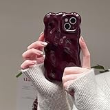 Rokmym Hülle kompatibel mit iPhone 15 Pro Max 3D Wave Bubble Design Lockige Wellenform Weiche TPU Stoßstange Handyhülle Silikon Stoßfest Schutzhülle Cover Case für iPhone 15 Pro Max,Burgunderrot