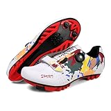 Hixingo Fahrradschuhe Herren Damen, Bunte Graffiti Drucken MTB Radsportschuhe Mountainbike Schuhe Sneaker Atmungsaktive Outdoor-Radschuhe Fahrrad Spin MTB Schuhe