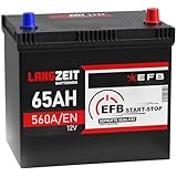 LANGZEIT ASIA EFB Batterie 65Ah 12V 560A/EN Autobatterie Starterbatterie Start Stop