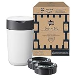 Tommee Tippee Twist and Click Advanced Windeleimer mit 2 Nachfüllkassetten, garantierter Geruchs- und Keimschutz, großes Fassungsvermögen (Verpackung kann variieren)