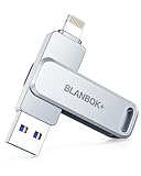 BLANBOK+ Apple MFi-zertifizierter USB Stick 128G für iPhone, Externer iPhone Stick Speicherstick USB External Memory Stick für iPhone Photostick Lightning Backup für iPhone/iPad/Android/PC