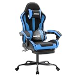NIONIK Bürostuhl Gaming Stuhl,Gamer Stuhls Computerstuhl mit Fußstütze, Gepolstert Gaming Chair,Gaming Sessel für Erwachsene, Drehsessel Schwarz blau