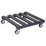 WAGNER Pflanzenroller PALETTI 38 x 38 x 9,5 cm I Kübelroller für Außenbereich + Innenbereich I FSC®-Massivholz, anthrazit, softe Rollen I Tragkraft 120 kg I Made in EU - 20041201