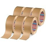 tesa tesapack 4713 Paketband im 6er Pack - Papier Klebeband zum Verschließen von Verpackungen, recyclingfreundlich und lösungsmittelfrei - braun - 6 Rollen je 50 m x 50 mm