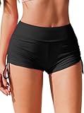 AI'MAGE Damen Badeshorts Schwarz Bauchkontrolle Badehose Schnell Trocknend Schwimmhose Hohe Taille Boardshorts Schwimmunterteil mit Taschen M