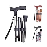 PEPE Mobility - Gehstock Klappbar Herren, Spazierstock Damen Höhenverstellbar, Senioren Aluminium, Faltbarer (Schwarz)