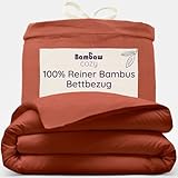 Bambaw Bambus Bettwäsche 135x200 cm, Bettbezug kühlend, 100% Bambus Deckenbezug, Bettbezug Sommer, hypoallergen, atmungsaktiv und hautfreundlich, Kuschel Bettwäsche 135x200 cm (Terracotta)