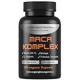 EXVital® Maca Komplex hochdosiert - Maca 20:1 Extrakt mit Tribulus terrestris, Shilajit, L-Arginin & Vitamin B6, 120 vegane Kapseln, Laborgeprüft