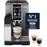 De'Longhi Dinamica Plus ECAM380.95.TB, Kaffeevollautomat mit LatteCrema Milchsystem, One-Touch-Cappuccino, mit 24 Rezepten, 3,5-Zoll TFT-Farbdisplay, 1450W, Titan/Schwarz