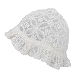Healvian 1 Stück Sommersonnenhut für Babys sonnenmütze Sonnenhut Spitzenmütze für Babys sommermützen -Spitzenkappe Sonnenhut aus Spitze für Mädchen Weiß
