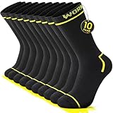 FALARY 10 Paar Arbeitssocken Herren 43-46 Baumwolle Socken Herren 43-46 Arbeitssocken Herrensocken Funktionssocken Tennissocken Sportsocken Strümpfe Wandersocken Schwarz Innenfrottee Dicke