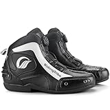 Msport Motorradstiefel Antirutsch und Atmungsaktiv – Schuhe für Motorradfahrer, Komfort und Sicherheit bei jedem Wetter - Schwarz 44 EU