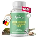 Vitabay Grünlippmuschelextrakt 300 Grünlippmuschel Kapseln hochdosiert 2.000mg - Green lipped mussel capsules Grünlippmuschel-kapseln Gruenlippmuschel Laborgeprüft Bioaktiv Hohe Bioverfügbarkeit