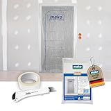 2x mako Vlies-Staubschutztüre Profi-Qualität 1,10 m x 2,40 m – inkl. 7 m Klebeband (beidseitig) & 2 Cuttermesser, Staubdichtes Polypropylen-Vlies mit Reißverschluss, einfache Montage und zuschneidbar