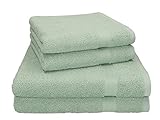 Betz 4-TLG. Handtuch Set Premium 100% Baumwolle 2 Duschtücher Duschtuch Größe 70 x 140 cm 2 Handtücher Handtuch Größe 50 x 100 cm (heugrün)