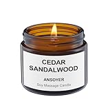 ANSOYER Massagekerze - Basis Soja + Hanfsamenöl - Massageöl Kerze - Körperöl & Lotion Kerze - Home SPA Kerze zur Entspannung - 1.77OZ (Zedernholz Sandelholz)