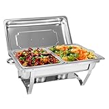 AllRight Warmhaltebehälter Essen 9L, Chafing Dish, 2X 1/2 GN-Behälter Edelstahl Buffetwärmer Mahlzeit Speisenwärmer Wärmebehälter Rechaud für Catering Buffet und Party