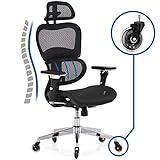 KLIM K800 Ergonomischer Bürostuhl - NEU - Ergonomischer Sitz mit dynamischer Lendenwirbelstütze, Bürostuhl Ergonomisch, 4D Armlehnen und verstellbare Kopfstütze - Kratzfeste Rollen