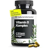 Vitamin B Komplex - 180 Kapseln - Hochdosiert: Mit 500 µg Vitamin B12 - alle 8 B-Vitamine (B1, B2, B3, B5, B6, B7, B9, B12) - vegan, in Deutschland produziert & laborgeprüft