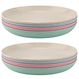 JIEHIN 8er Set 25cm Plastikteller, bunte Plastikteller Mehrweg Plastik Speiseteller, Unzerbrechliche Teller Camping Teller Kunststoffteller Mehrweg Plastikgeschirr für Salat, Kuchen, Snacks, Dinner