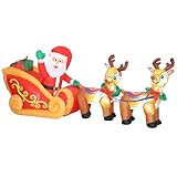 Outsunny 2,4 m aufblasbare Weihnachtsdekoration für draußen, aufblasbarer Weihnachtsmann mit Schlitten und Rentier, 6 LED-Lichter und Aufblasvorrichtung, für Garten und Innenbereich
