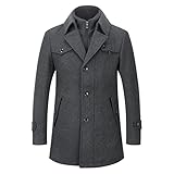 YOUTHUP Mantel Herren Wollmantel Winter Wolle Kurzmantel Regular Fit Herrenmantel Business Freizeit Wintermantel, Grau, L