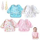 Zofory Lätzchen Baby, 6 Stück Lätzchen mit Ärmeln-mit Quadratische Halstuch, Ärmellätzchen Baby, Sabberlätzchen Baby, Lätzchen Baby mit Ärmeln, für Junge und Mädchen, Ärmellätzchen Baby (3-36 Monate)